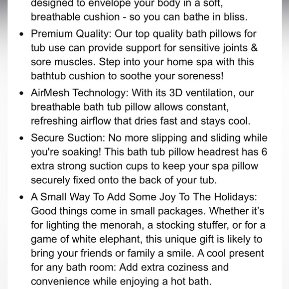 NWOT Bath Haven Bath Pillow for Bathtub - Picture 8 of 13